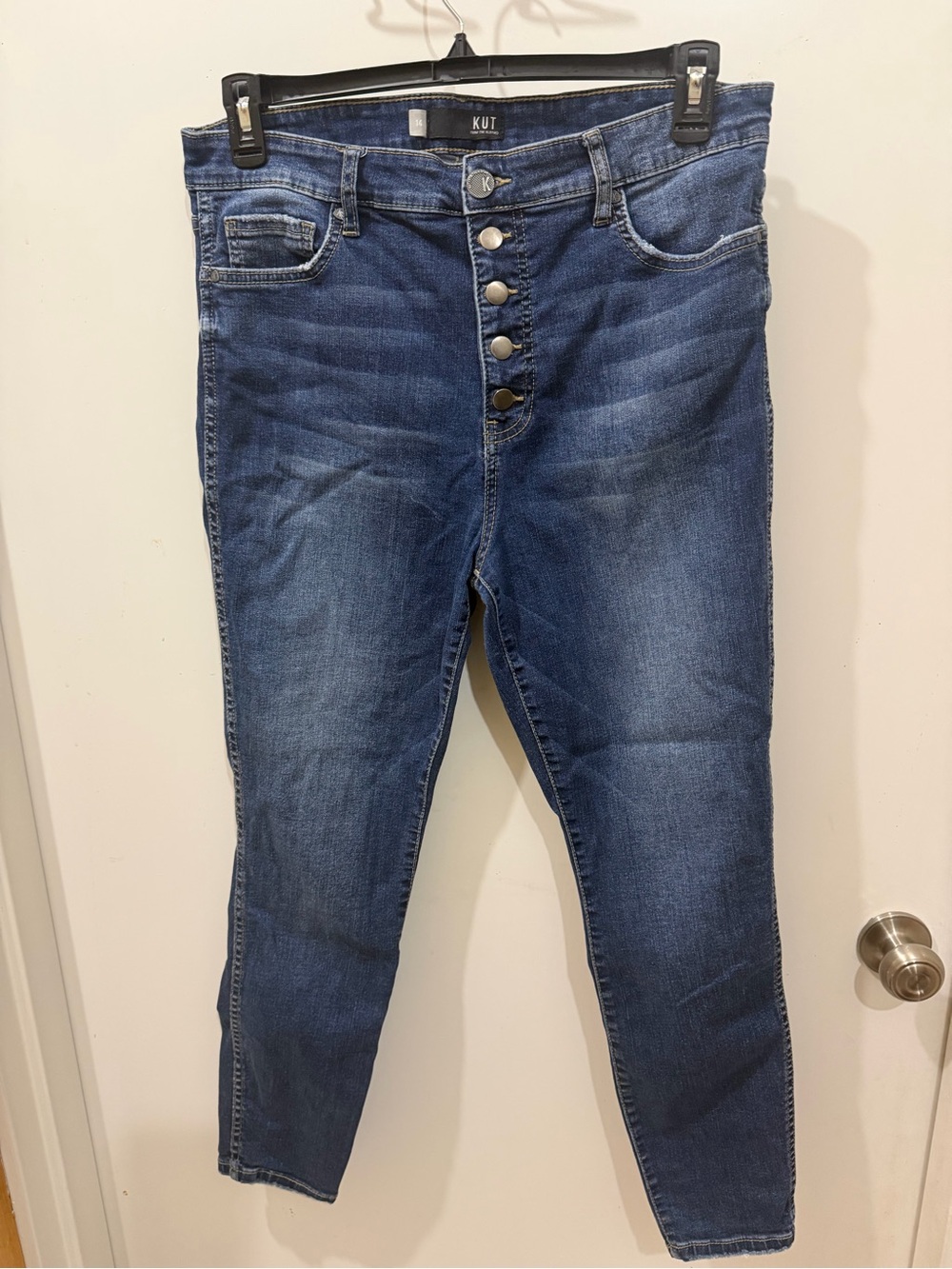 KUT From The Kloth Connie Fab Ab Ankle Skinny Jeans Size 14 Button Fly